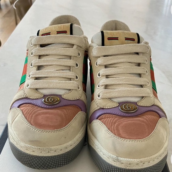 Gucci Screener Beige and Multicolor Sneakers - Picture 2 of 13